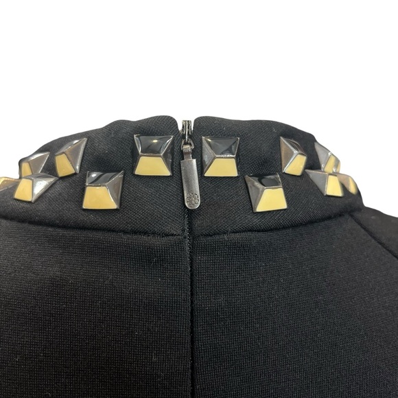 Trina Turk Black Studded Neck Long Sleeve Sheath Dress Size 8 - Picture 7 of 11